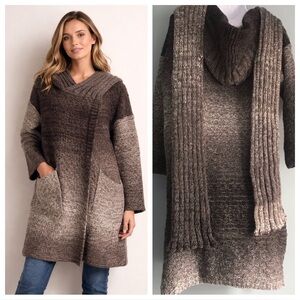 Maglia Chunky Hooded Sweater Coat Cardigan Sz S